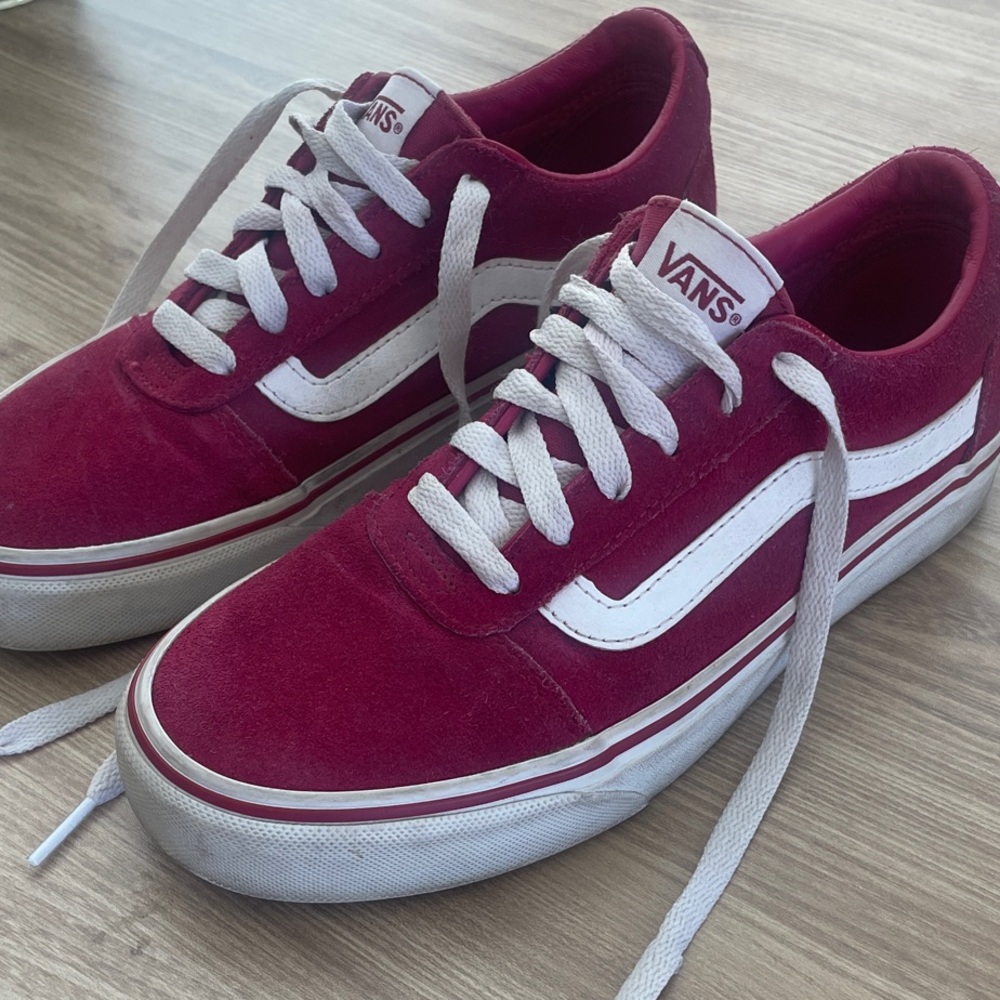 Vans Burgundy and White Classic Sneakers